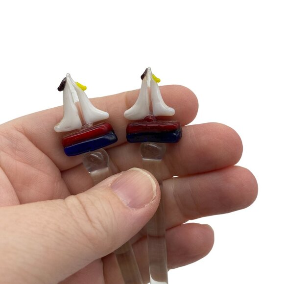 Handblown Glass Tropical seaside beach theme swizzle sticks cocktail stirrers Fl - Picture 8 of 9